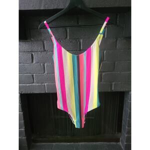 Hurley women's one piece bathing suit striped bright colorful swimsuit Size M